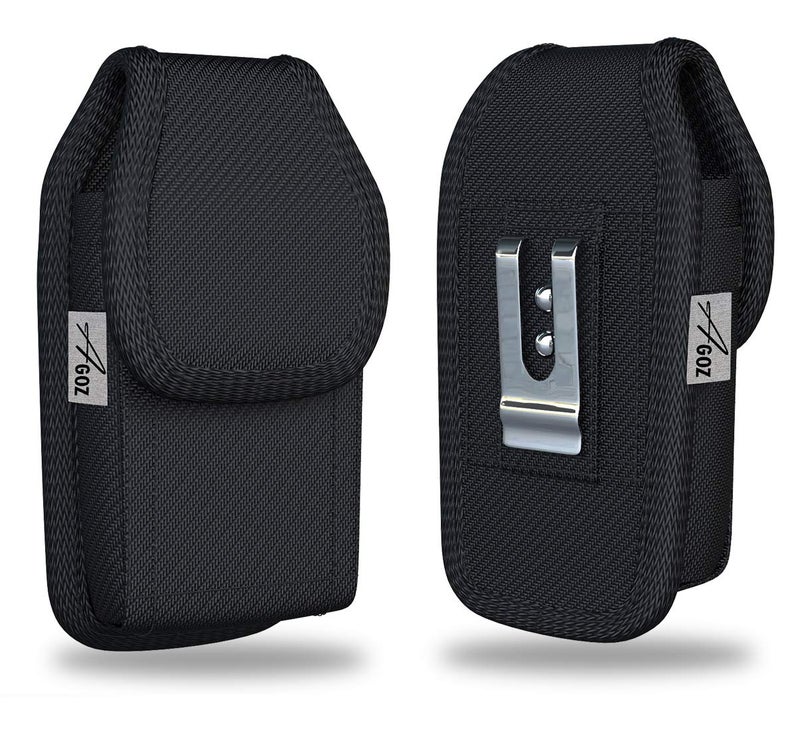 AGOZ Rugged Kyocera DuraXV DuraXA E4520, DuraXE E4710, Dura XTP Belt Clip Case, Tactical Vertical Carrying Canvas Holster Pouch Cover with Belt Loops & Metal Belt Clip Dura XV XA,DuraXV LTE Flip Phone - Image 1